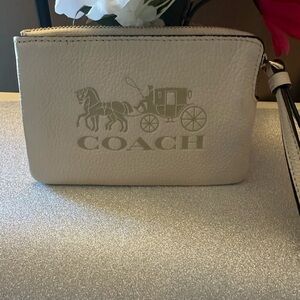 Coach Ivory Wristlet with Logo